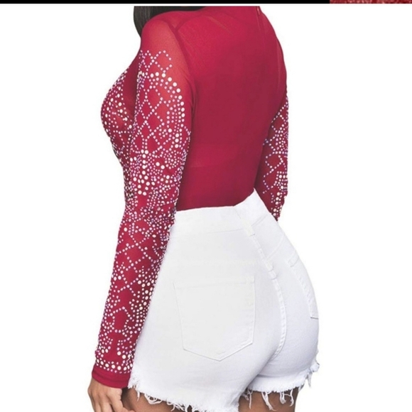 Wine studded mesh top - Picture 2 of 6